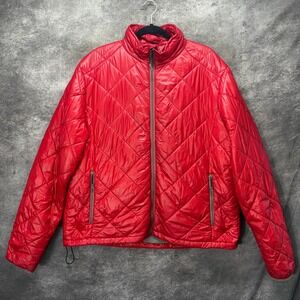 Scottevest SeV TEC Diamond Quilted Puffer Jacket Mens XL Red Multi Pocket